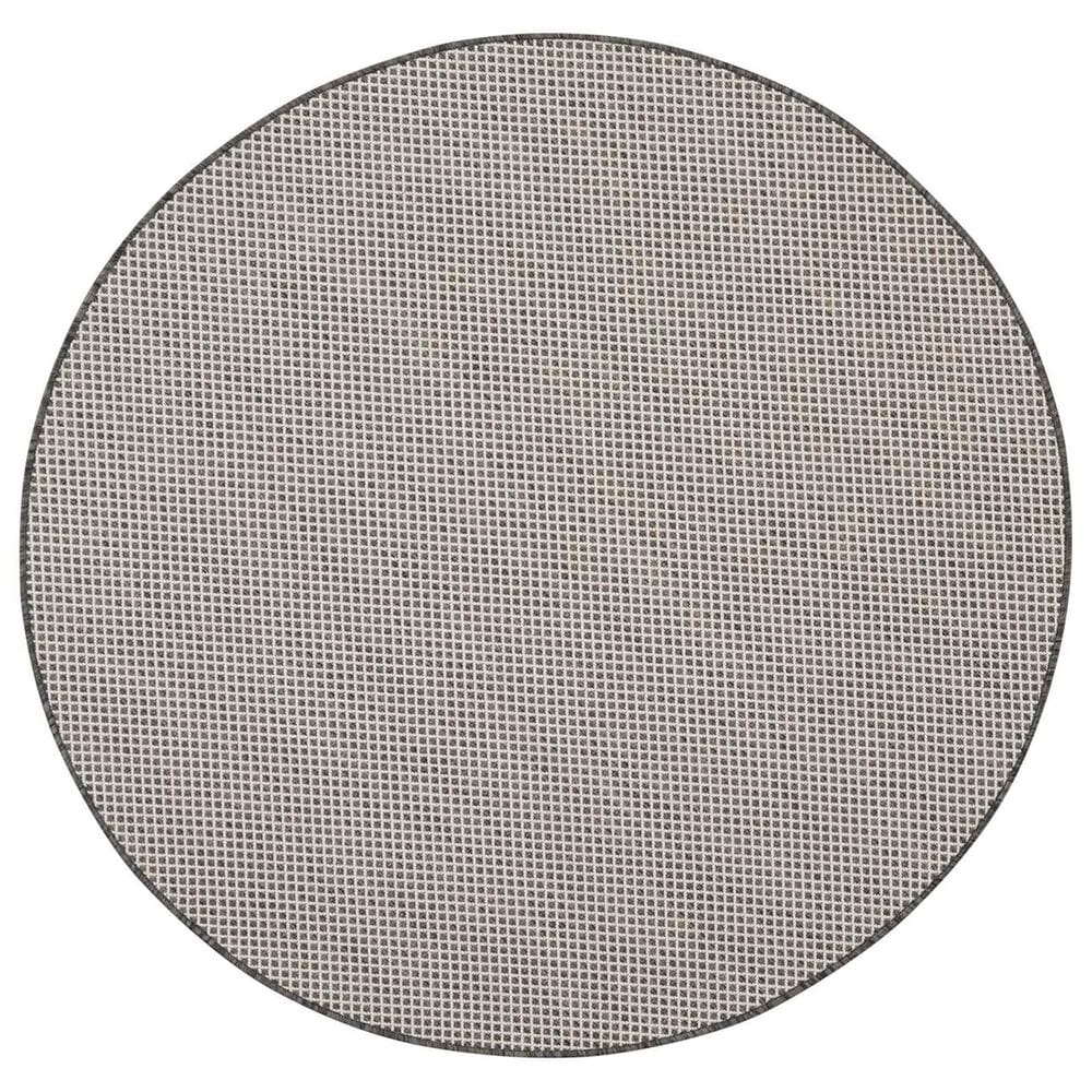 Nourison Courtyard Ivory and Charcoal 4&#39; Round Indoor/Outdoor Area Rug, , large