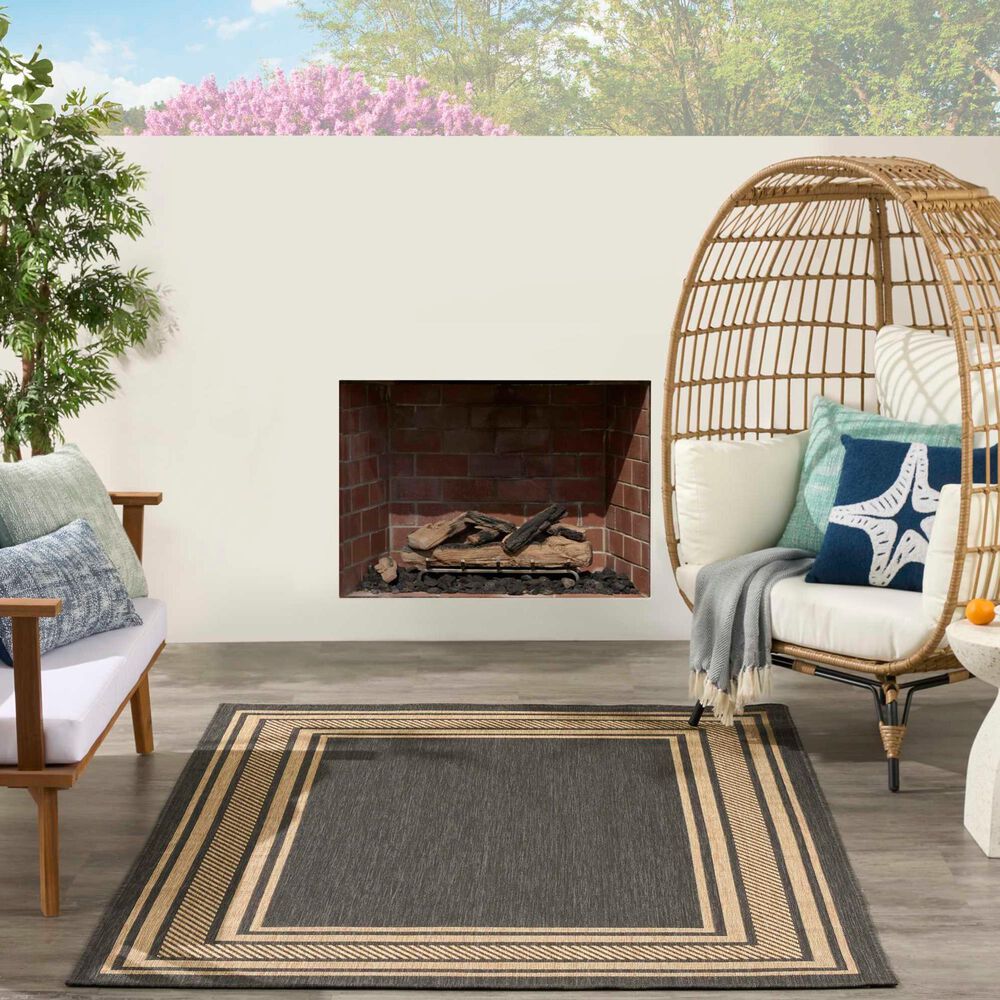 Nourison Horizon HOZ03 Charcoal 9&#39; x 12&#39; Indoor/Outdoor Area Rug, , large