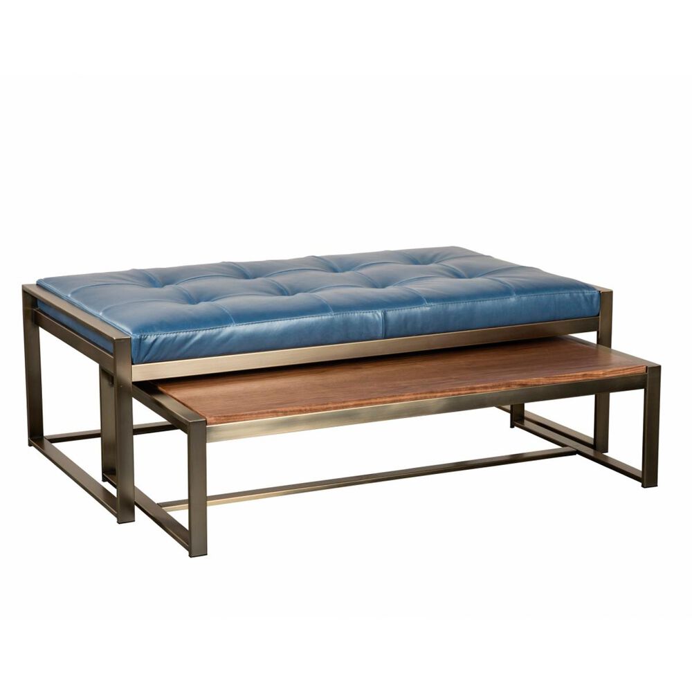 Jonathan Louis Rockford Nesting Ottoman and Cocktail Table Set in Blackened Brass, , large