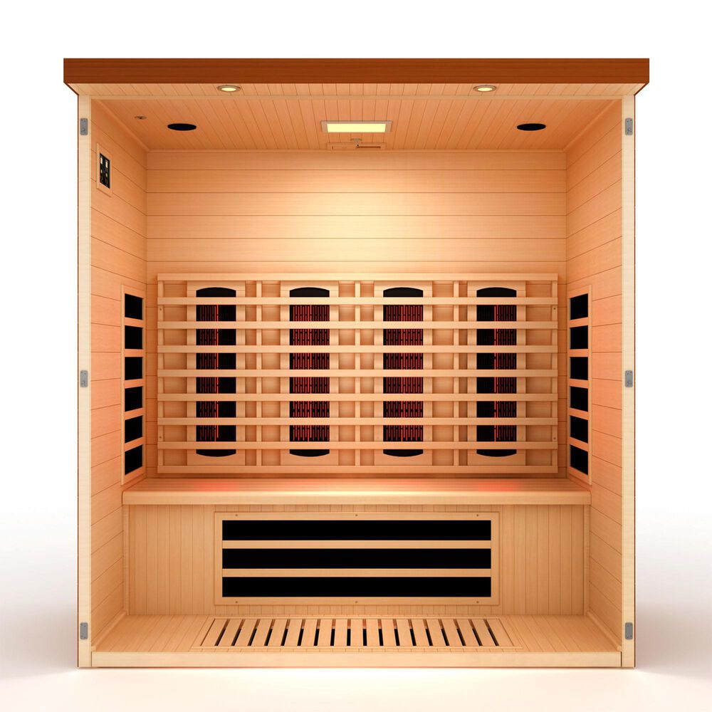 EZlife Vila Grande 4-Person Full Spectrum Near Zero EMF Far Infrared Sauna in Natural Hemlock, , large