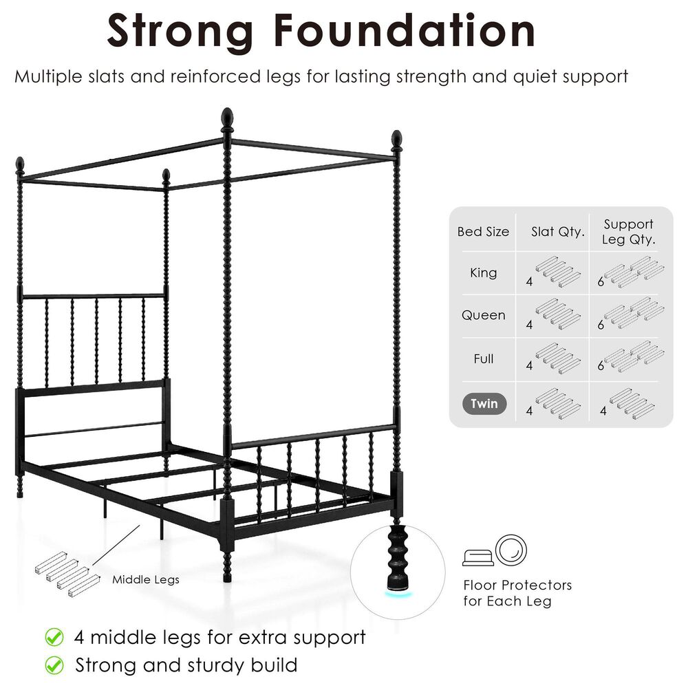 Furniture of America Elliot Twin Canopy Bed in Black, , large