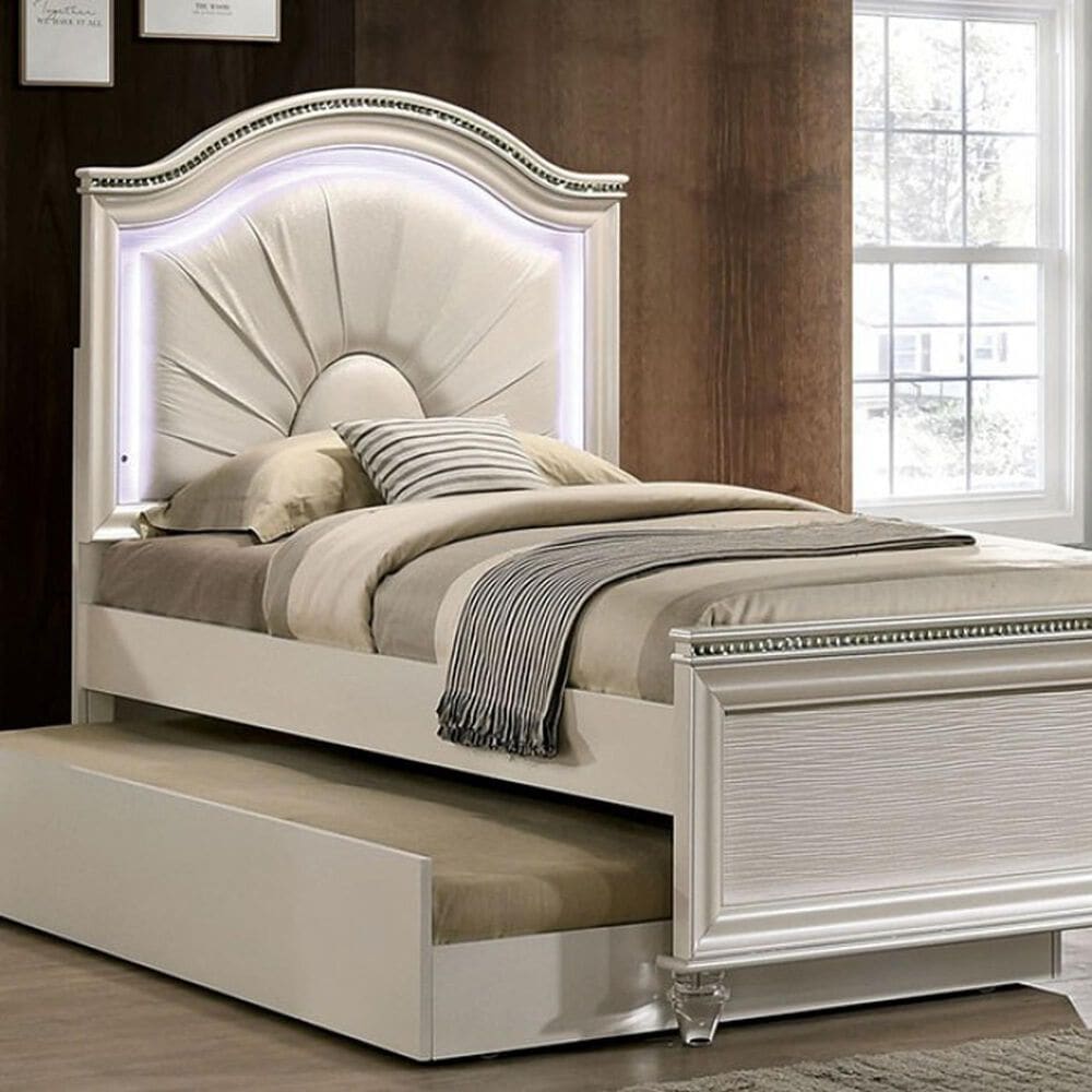Furniture of America Allie Full Panel Bed without Trundle in Pearl White, , large