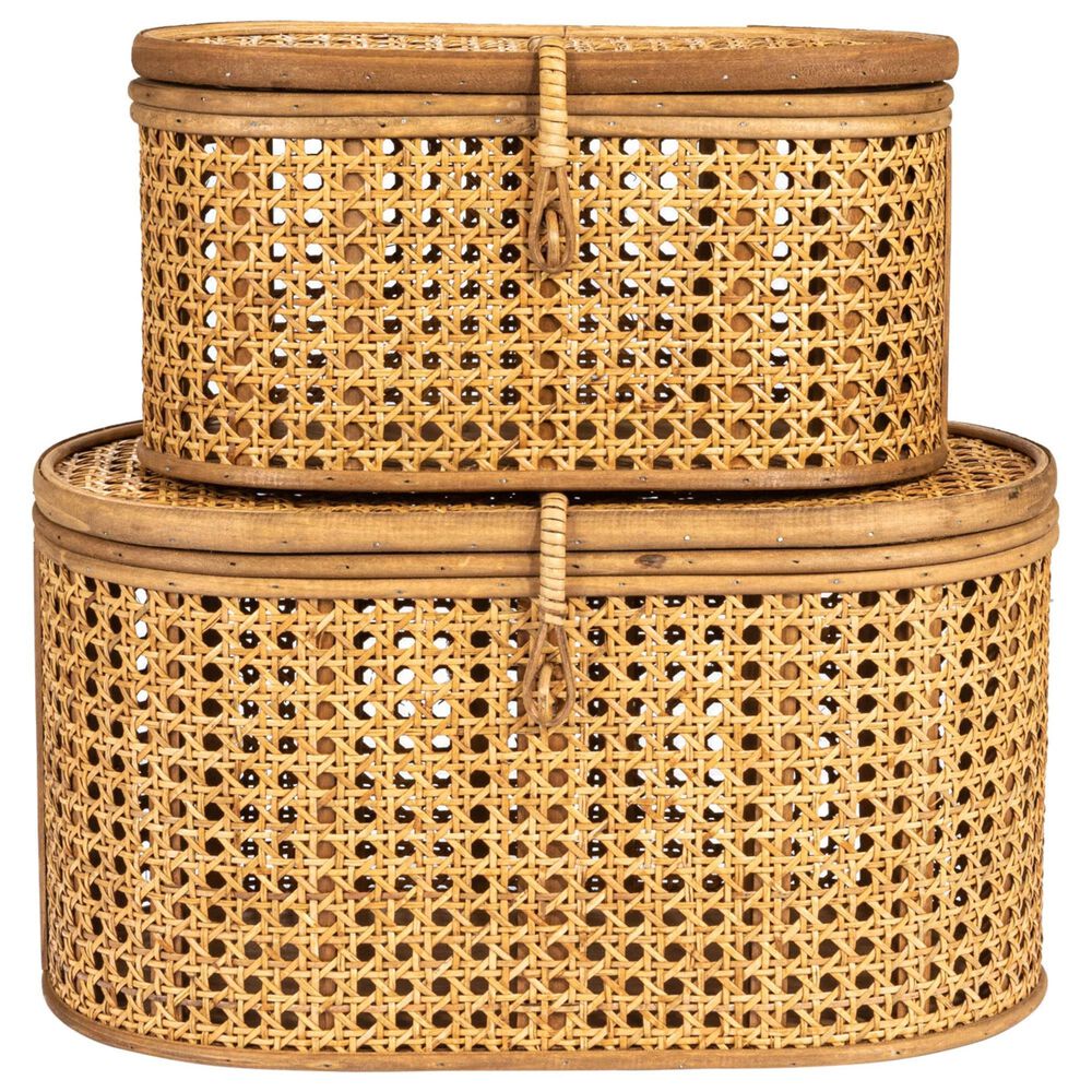 Creative Coop 2-Piece Modern Decorative Storage Box Set in Natural, , large