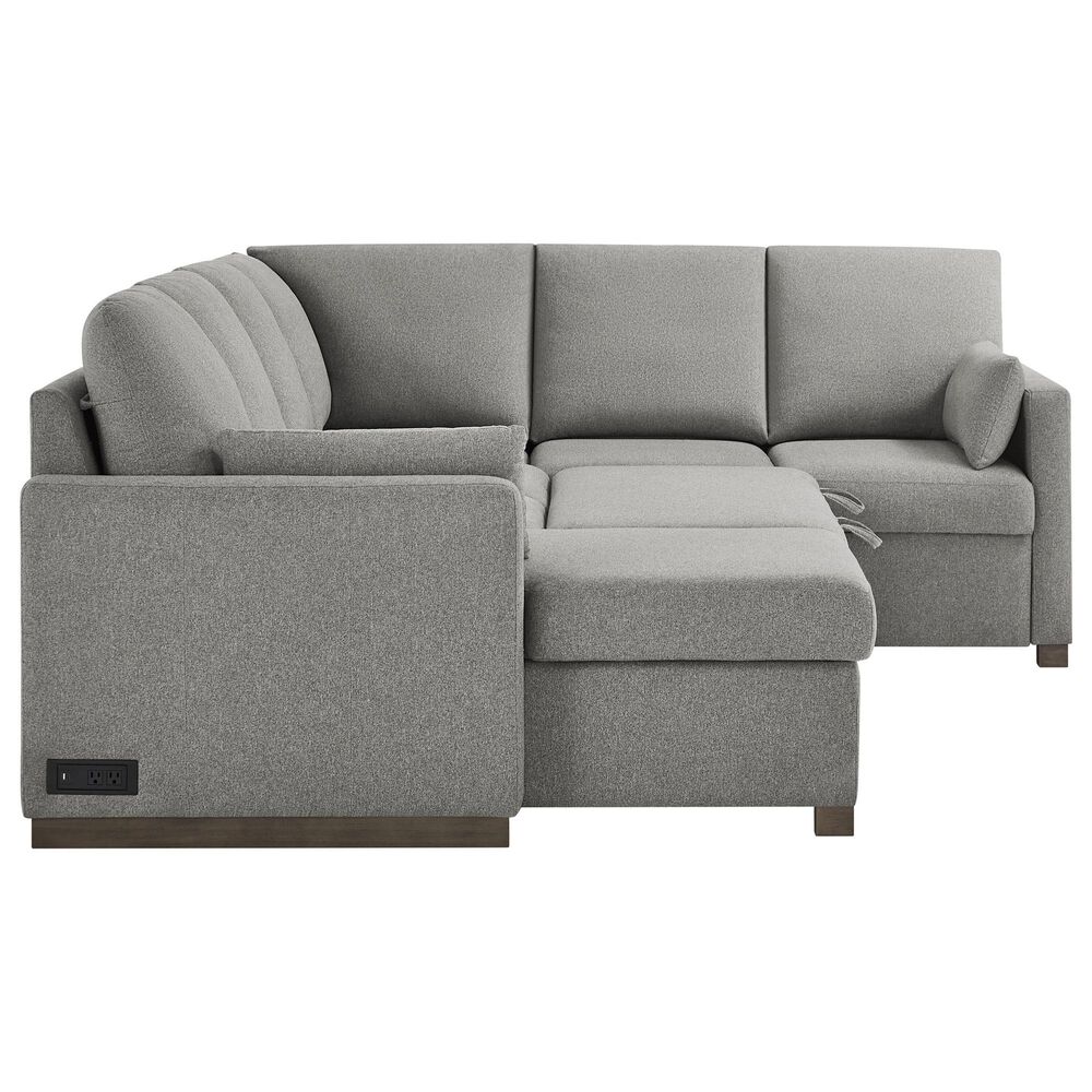 Lifestyle Solutions Edgewood Stationary Convertible Sleeper Sectional in Light Gray, , large