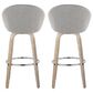 LumiSource Matisse 30" Swivel Barstool with Grey Fabric Upholstery in Whitewashed and Chrome (Set of 2), , large
