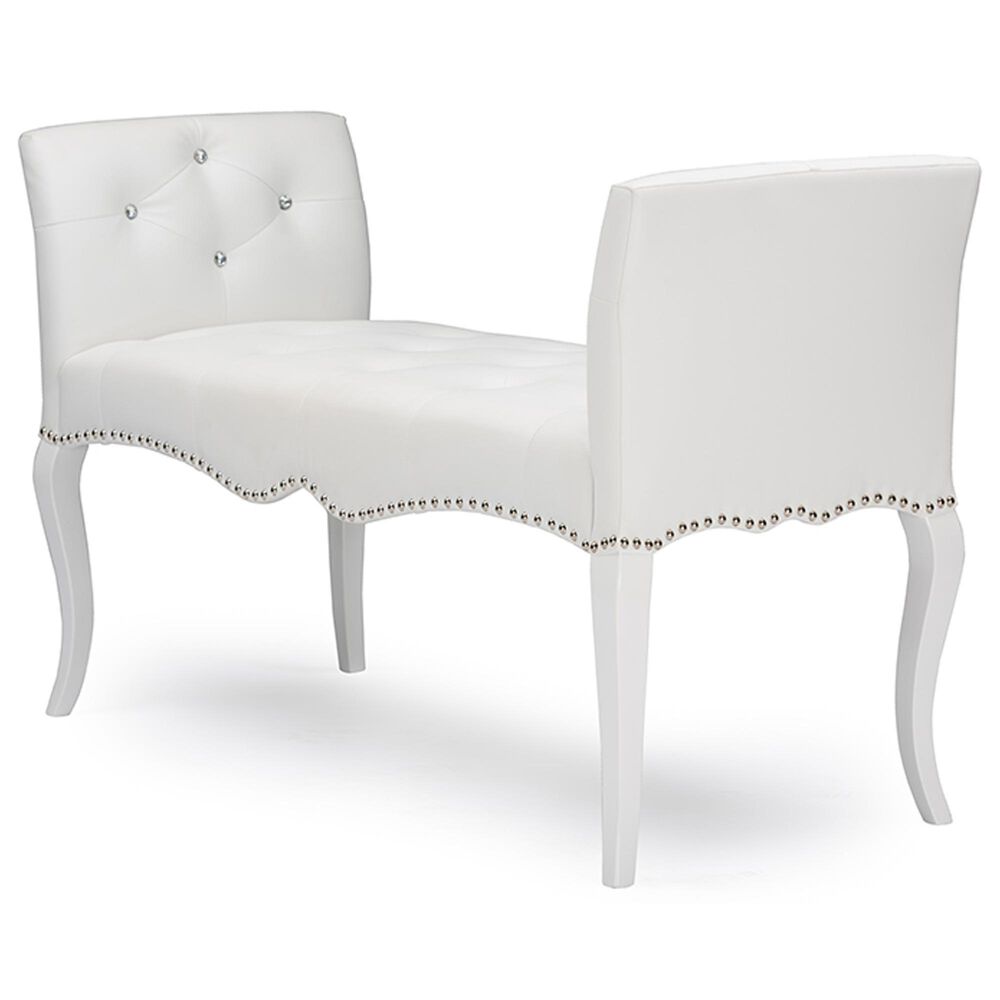 Baxton Studio Kristy Bench in White, , large