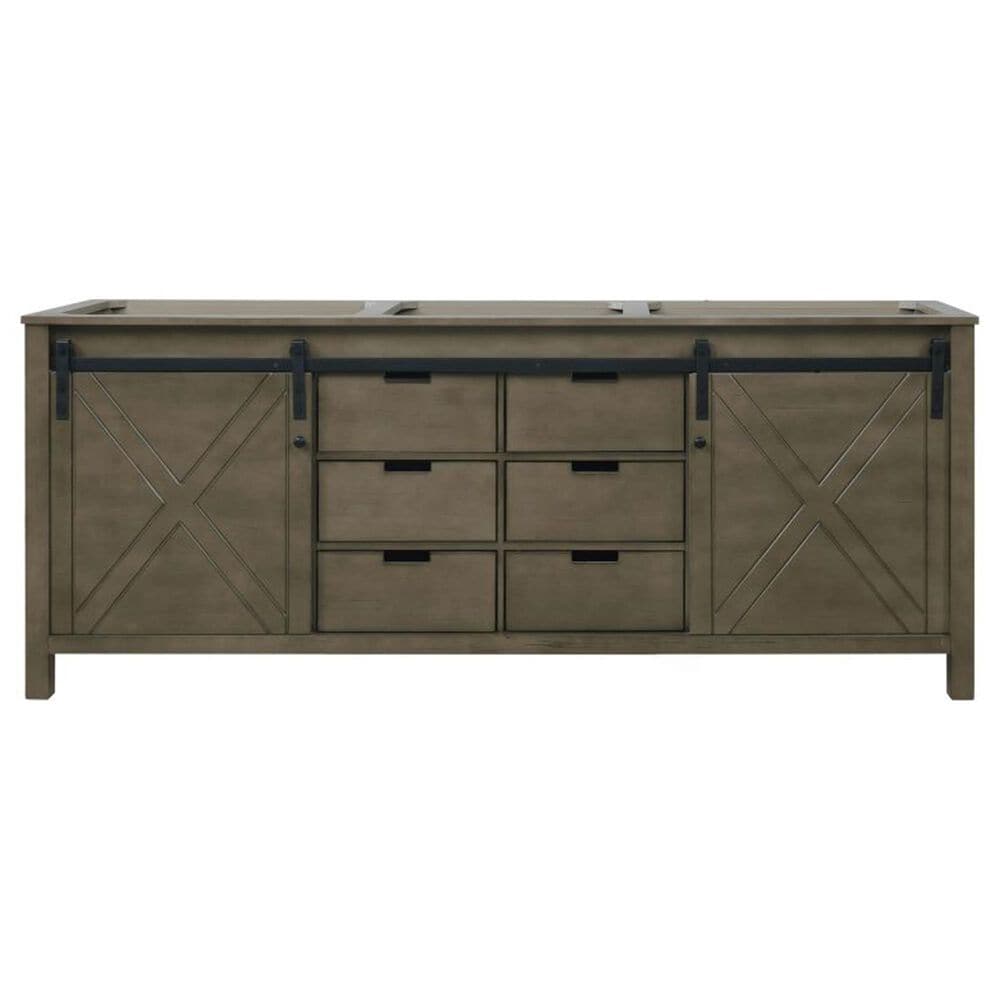 Lexora Home Marsyas 80&quot; Double Bathroom Vanity in Rustic Brown with 2 cm White Cultured Marble Top and Rectangular Sinks, , large