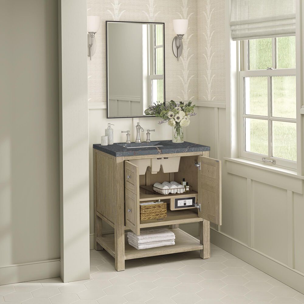 James Martin Vanities Breckenridge 30&quot; Single Vanity in Whitewashed Oak with 3 cm Parisien Bleu Quartz Top, , large