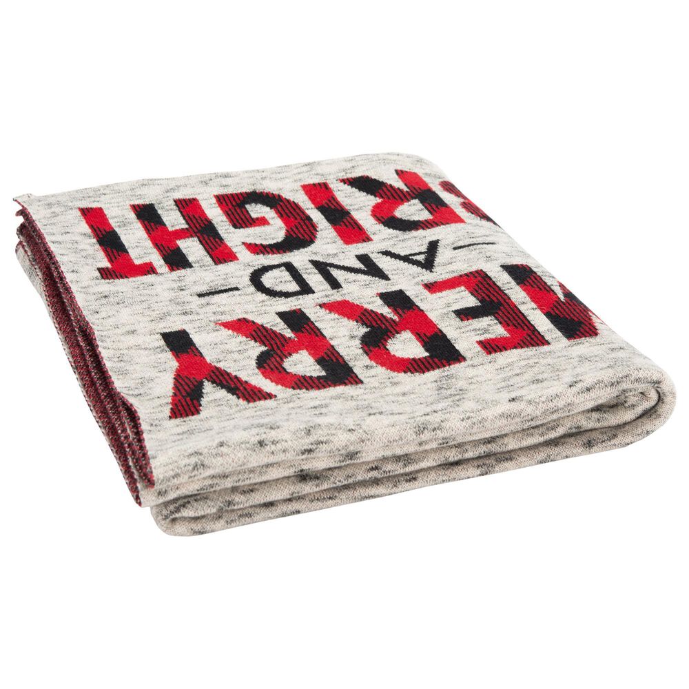 Safavieh Holiday Merry and Bright 50" x 60" Throw in Grey and Red, , large