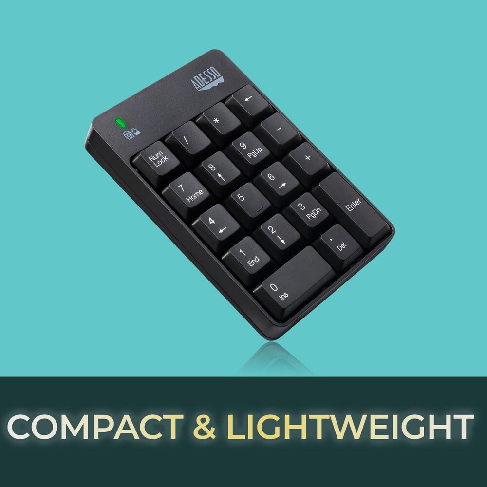 Adesso Wireless 18-Key Numeric Keypad in Black, , large