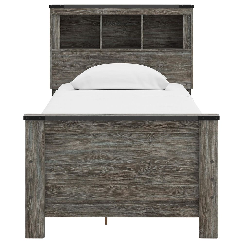 Ashley Frandern Twin Bookcase Bed with Storage in Warm Gray, , large