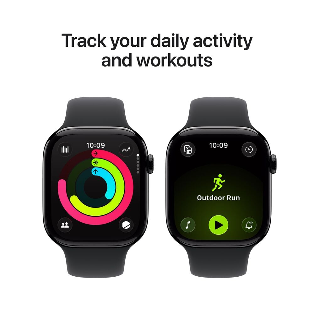 Apple Watch Series 11 &#40;GPS&#41; 46mm Jet Black Aluminum Case with Black Sport Band - M/L - Jet Black - &#40;2025&#41;&#40;Pre-Order&#41;, , large