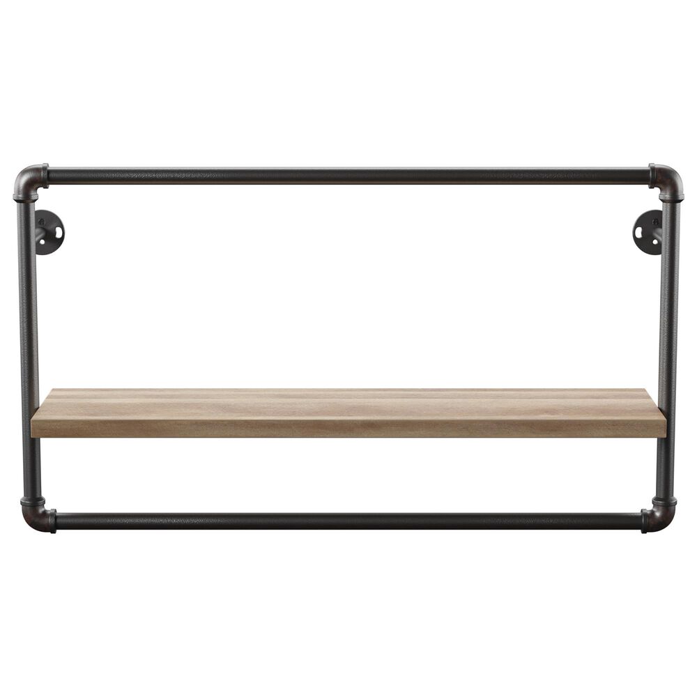 Furniture of America Dennis 16.25" x 27.5" Wall Shelf in Sand Black, , large