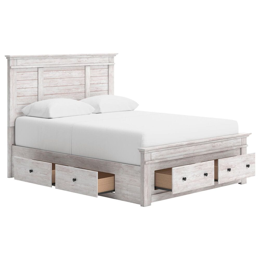 Ashley Makidern 2 Piece Queen Storage Bedroom Set with Six Drawers in Whitewash, , large