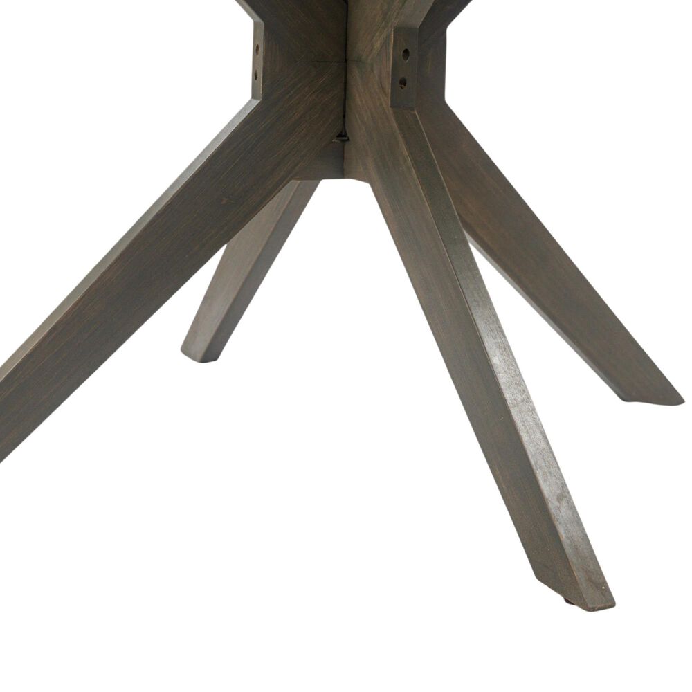 HOMLUX Outdoor Stanford Round Acacia Wood Dining Table with X Base in Gray - Table Only, , large