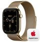 Apple Watch Series 12 (GPS + Cellular) 46mm Radiant Gold Titanium Case with Radiant Gold Milanese Loop - M/L and 2-Year AppleCare+, , large