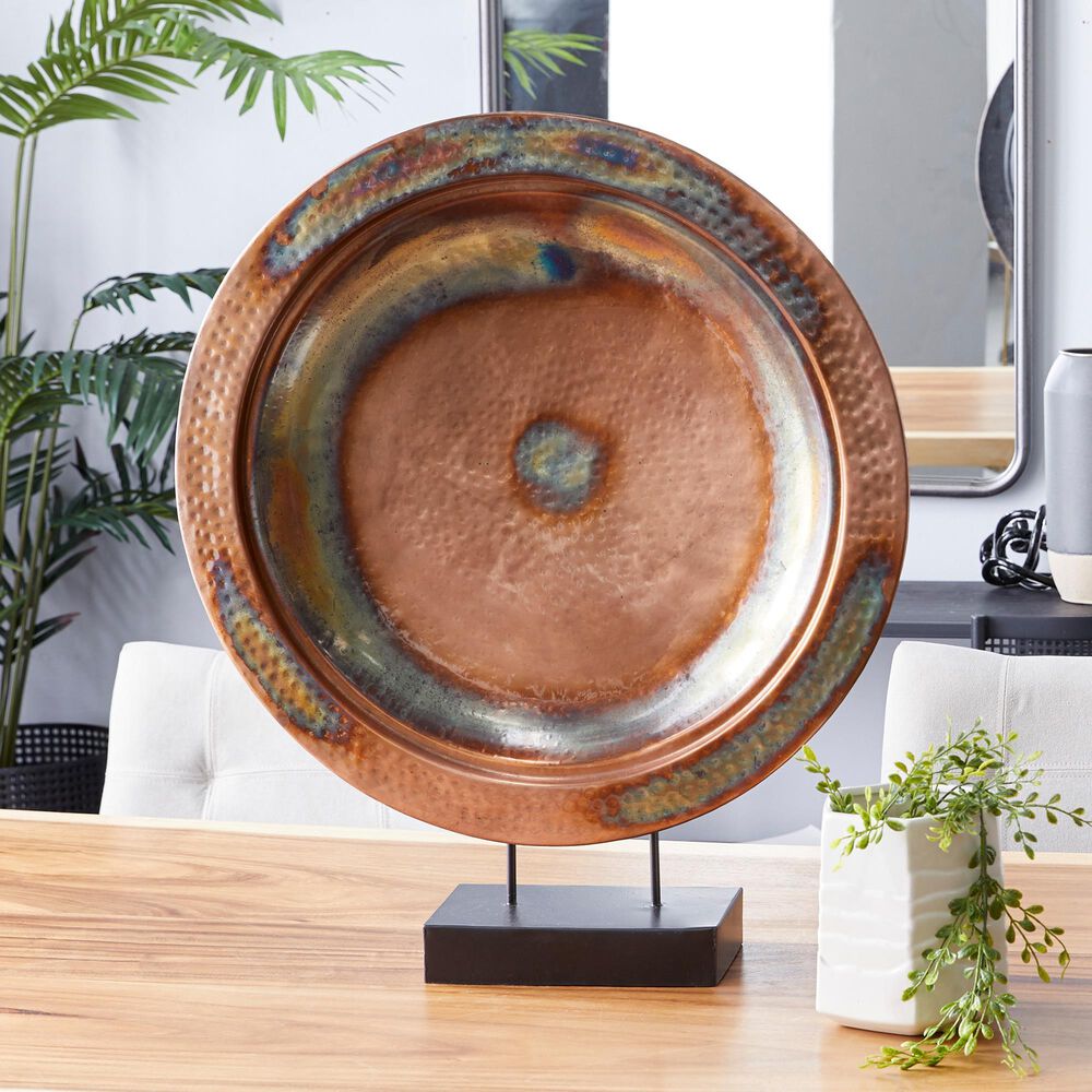 Maple and Jade 30&quot; Round Charger Plate Sculpture in Copper, , large
