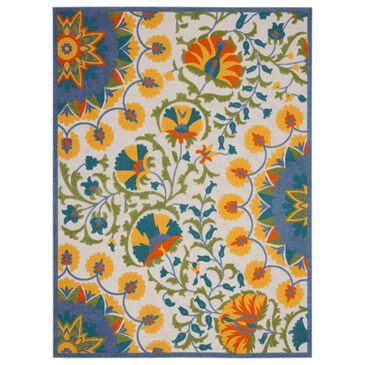 Nourison Aloha 9"6" x 13" Blue, Yellow, Orange, Green and White Indoor/Outdoor Area Rug, , large