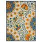 Nourison Aloha 9"6" x 13" Blue, Yellow, Orange, Green and White Indoor/Outdoor Area Rug, , large