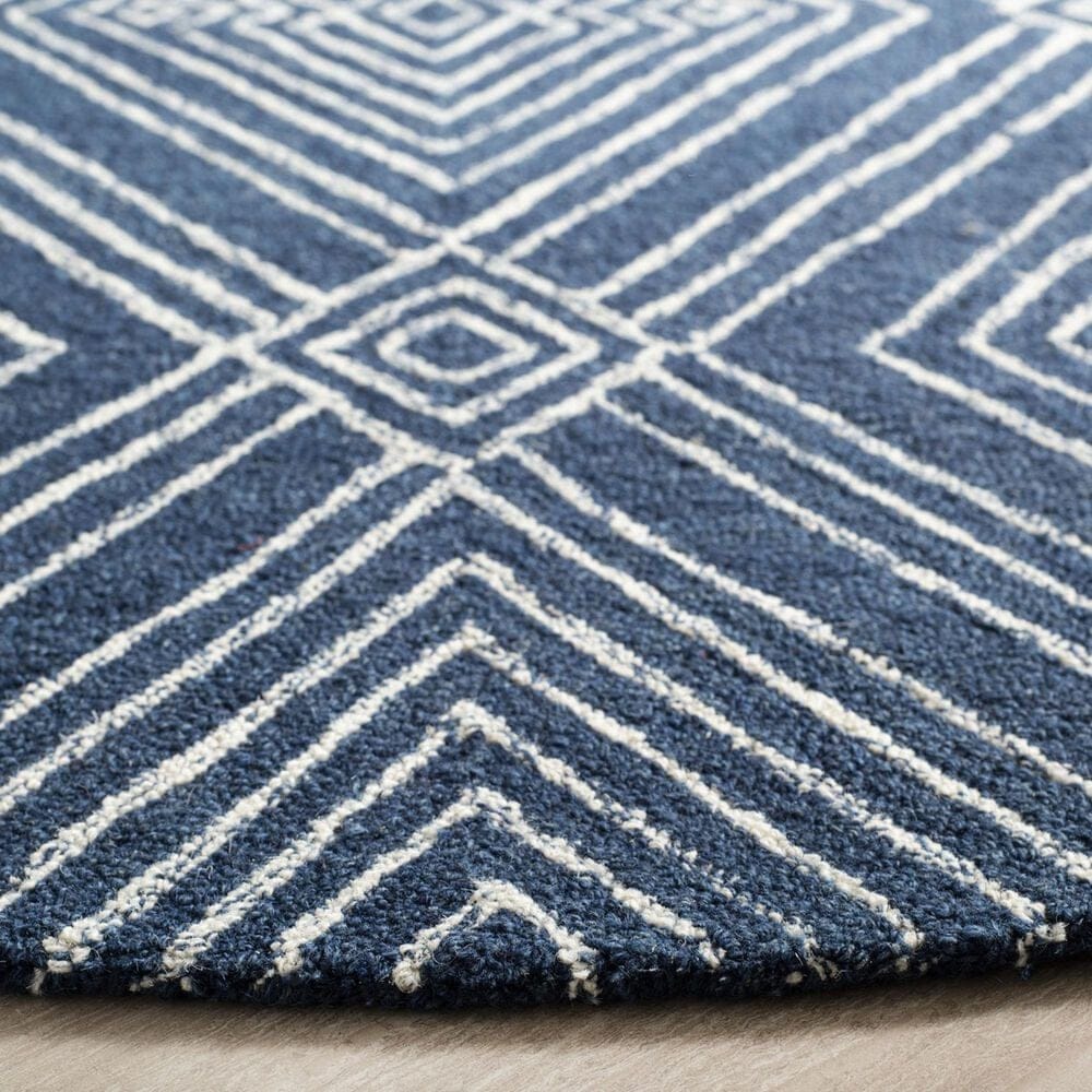 Safavieh Micro-Loop MLP608N 5&#39; Round Navy and Ivory Area Rug, , large