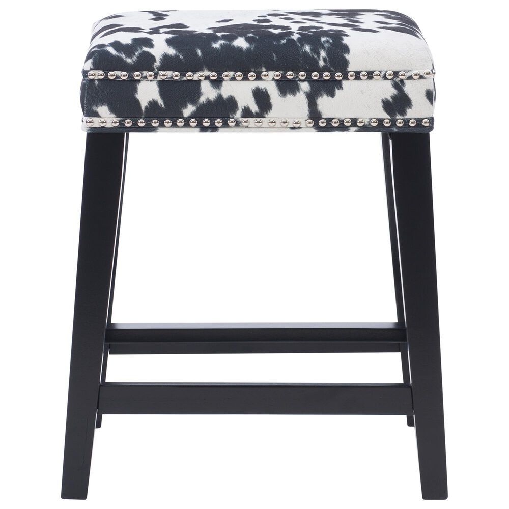 Linon Home Decor Walt Counter Stool with Black Cow Cushion in Black, , large