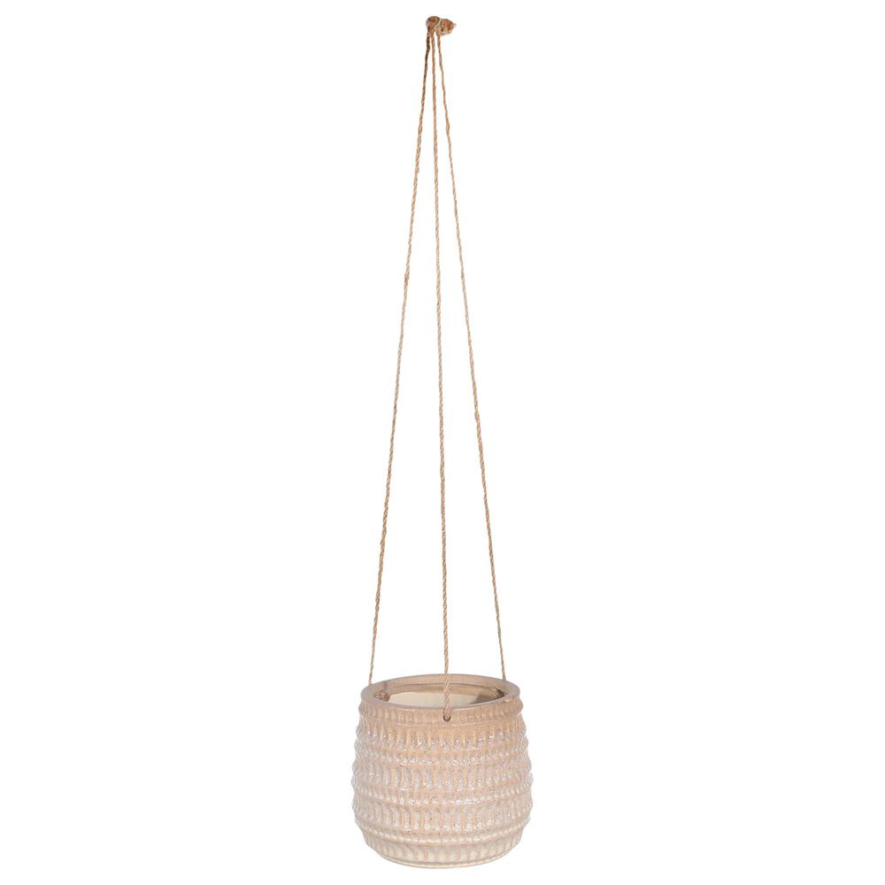 Sagebrook Home 6" Dimpled Hanging Planter in Ivory and Beige, , large