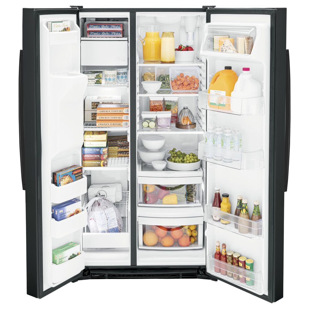 GE Appliances 25.3 Cu. Ft. Side by Side Refrigerator with External Dispenser in Black, , large