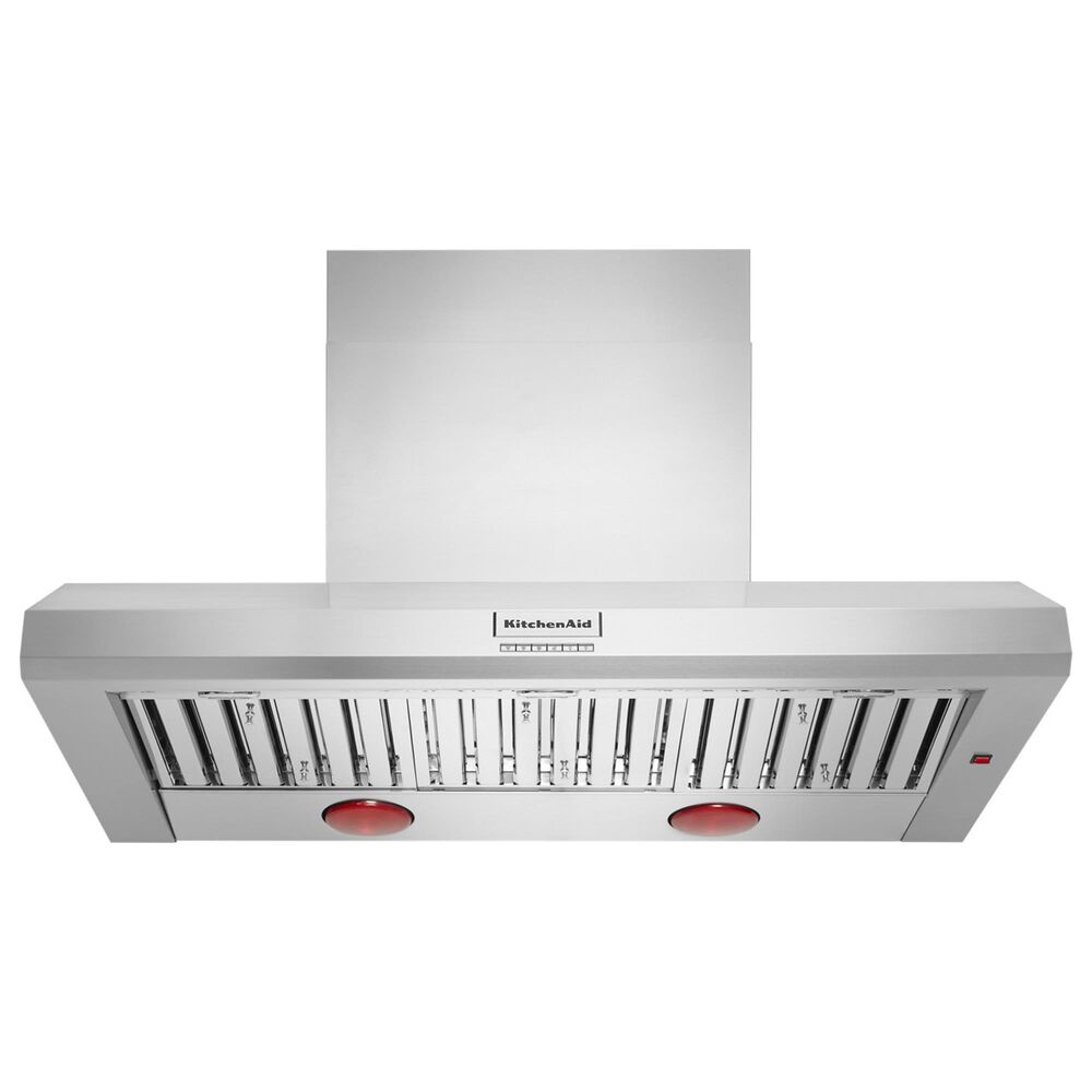 KitchenAid 48" Commercial Style Wall Mount Canopy Range Hood with Two Food Warming Lamp in Stainless Steel, , large