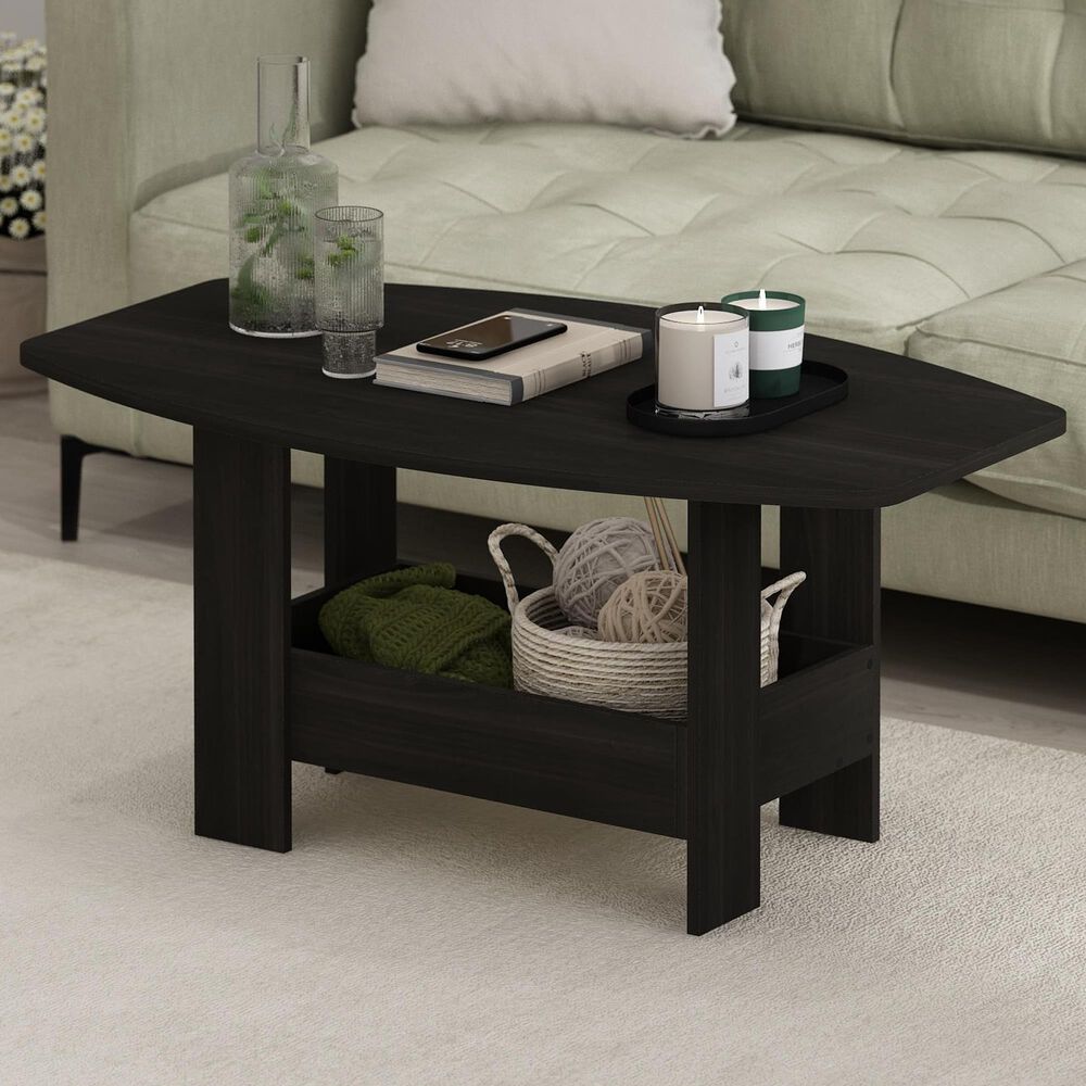 HOMLUX 2-Tier Oval Coffee Table in Espresso, , large