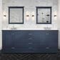 Lexora Home Dukes 80" Double Bathroom Vanity in Navy Blue with 2 cm White Quartz Top and Rectangular Sinks, , large