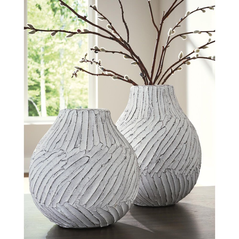 Ashley Shelvie 10.13" Vase in Distressed White, , large