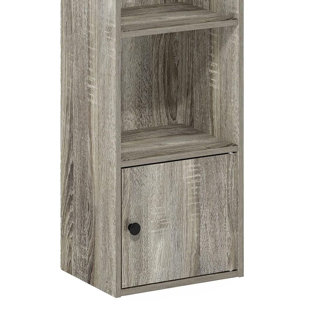 HOMLUX 4-Tier Shelf Bookcase with Door Storage Cabinet in French Oak, , large