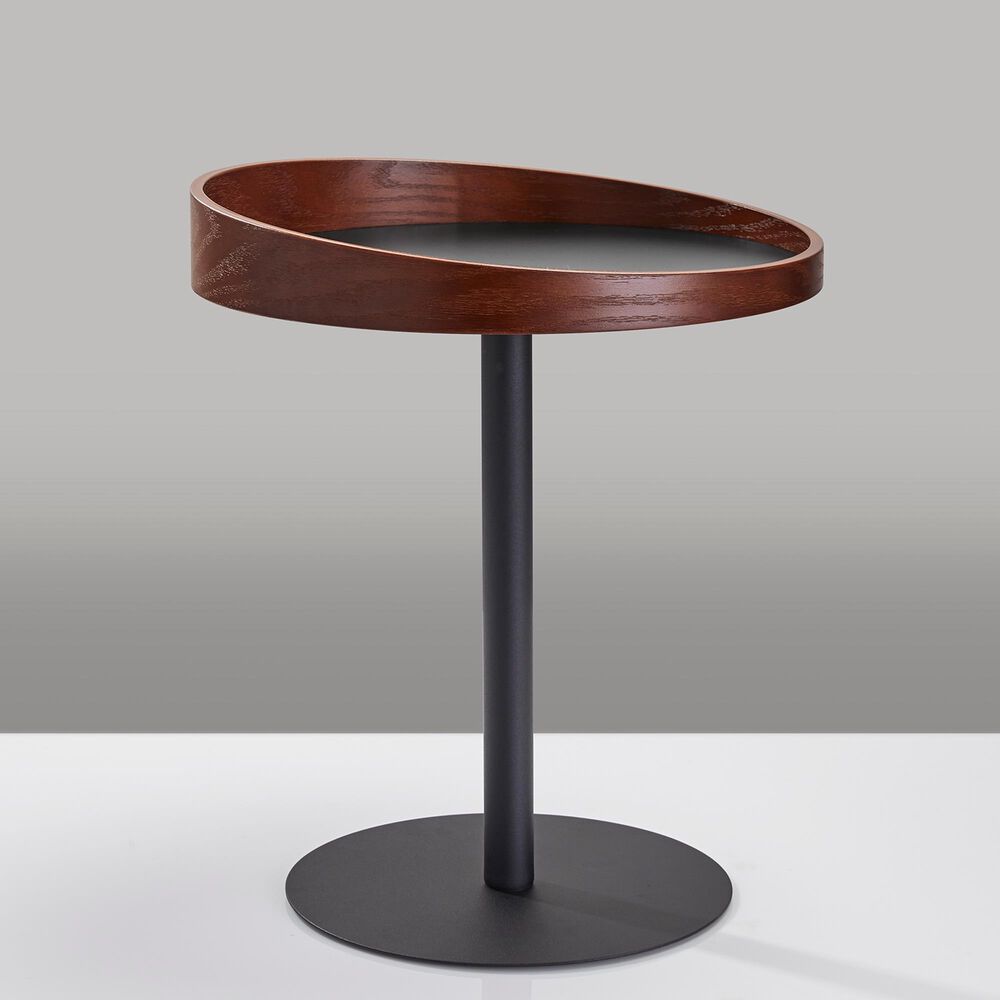 Adesso Crater End Table in Black and Walnut, , large