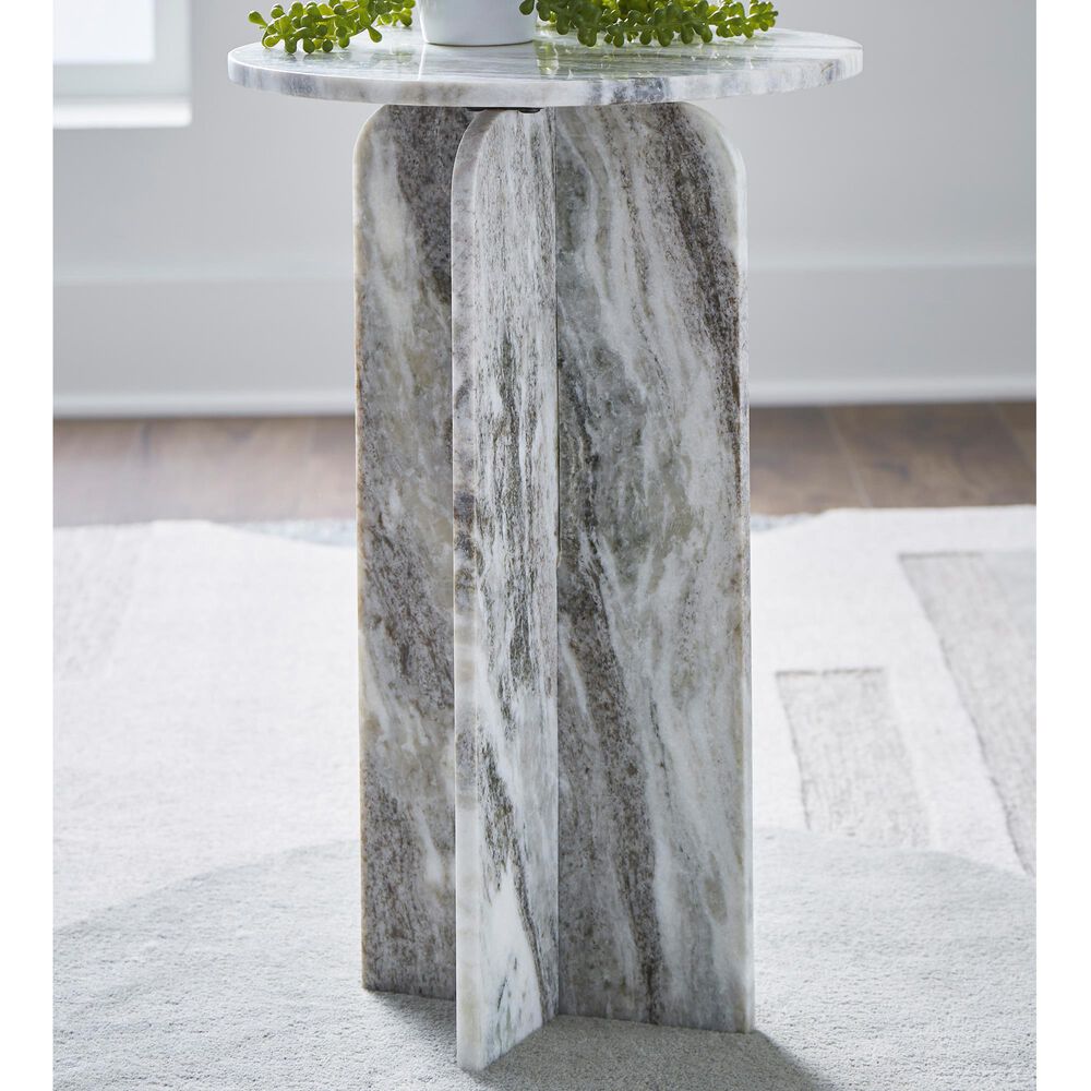 Ashley Keithwell Round Accent Table in Gray and White, , large