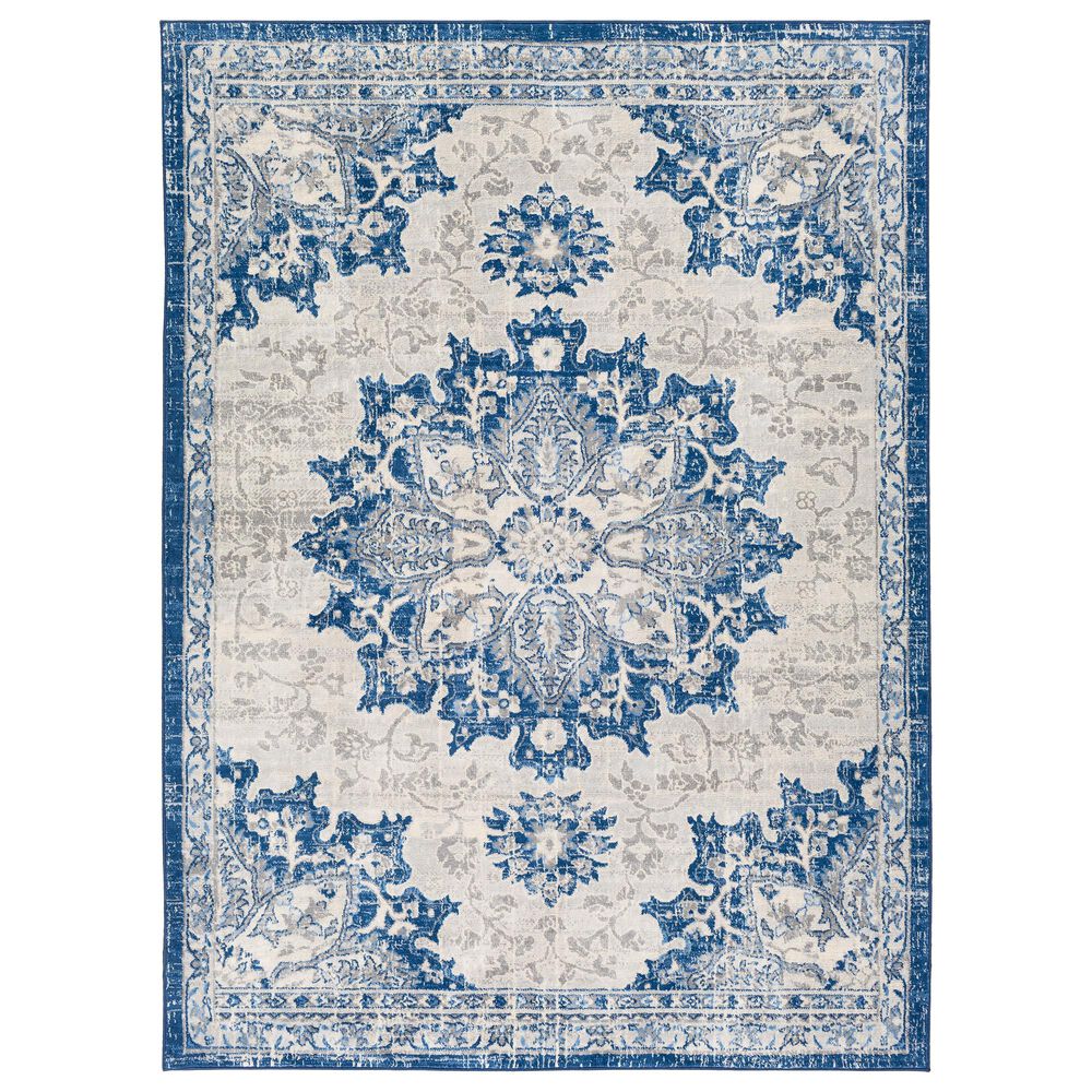 Surya Monaco MOC-2327 4'3" x 6' Navy, Cream and Silver Gray Area Rug, , large