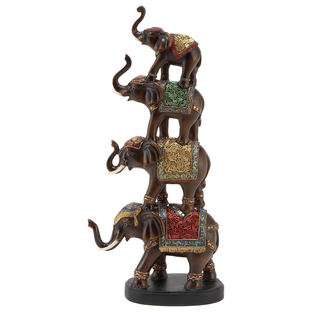 Maple and Jade 18" Elephants Sculptures in Brown, , large