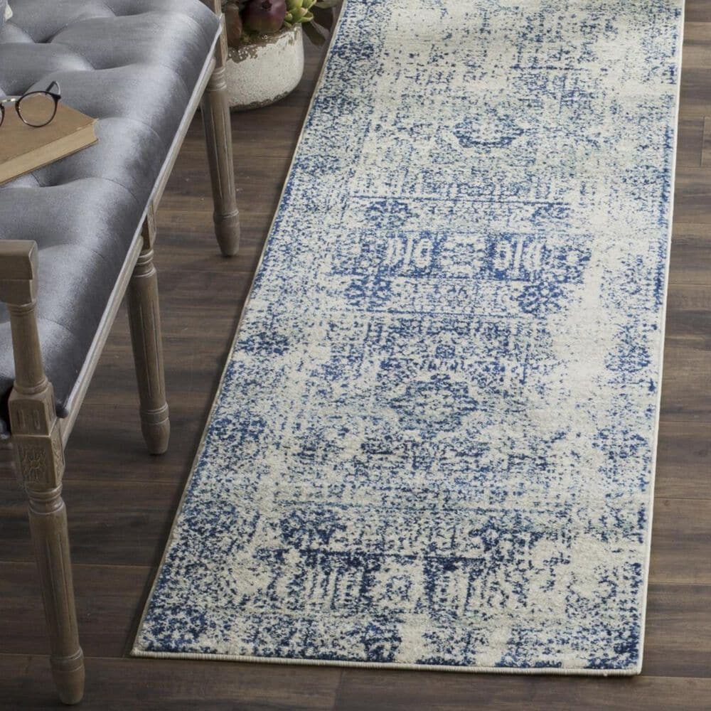 Safavieh Evoke EVK260C 2&#39;2&quot; x 9&#39; Ivory and Blue Runner, , large