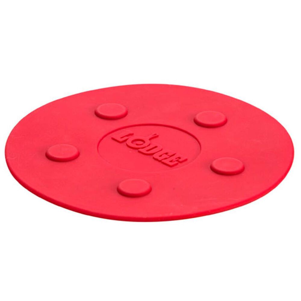 Lodge Cast Iron 8" Silicone Large Magnetic Trivet Round in Red , , large