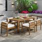 Hearth and Haven 7-Piece Outdoor Dining Set with Beige Cushions in Light Teak, , large