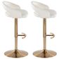 LumiSource Grotto Adjustable Bar Stool with White Velvet Upholstery in Gold (Set of 2), , large