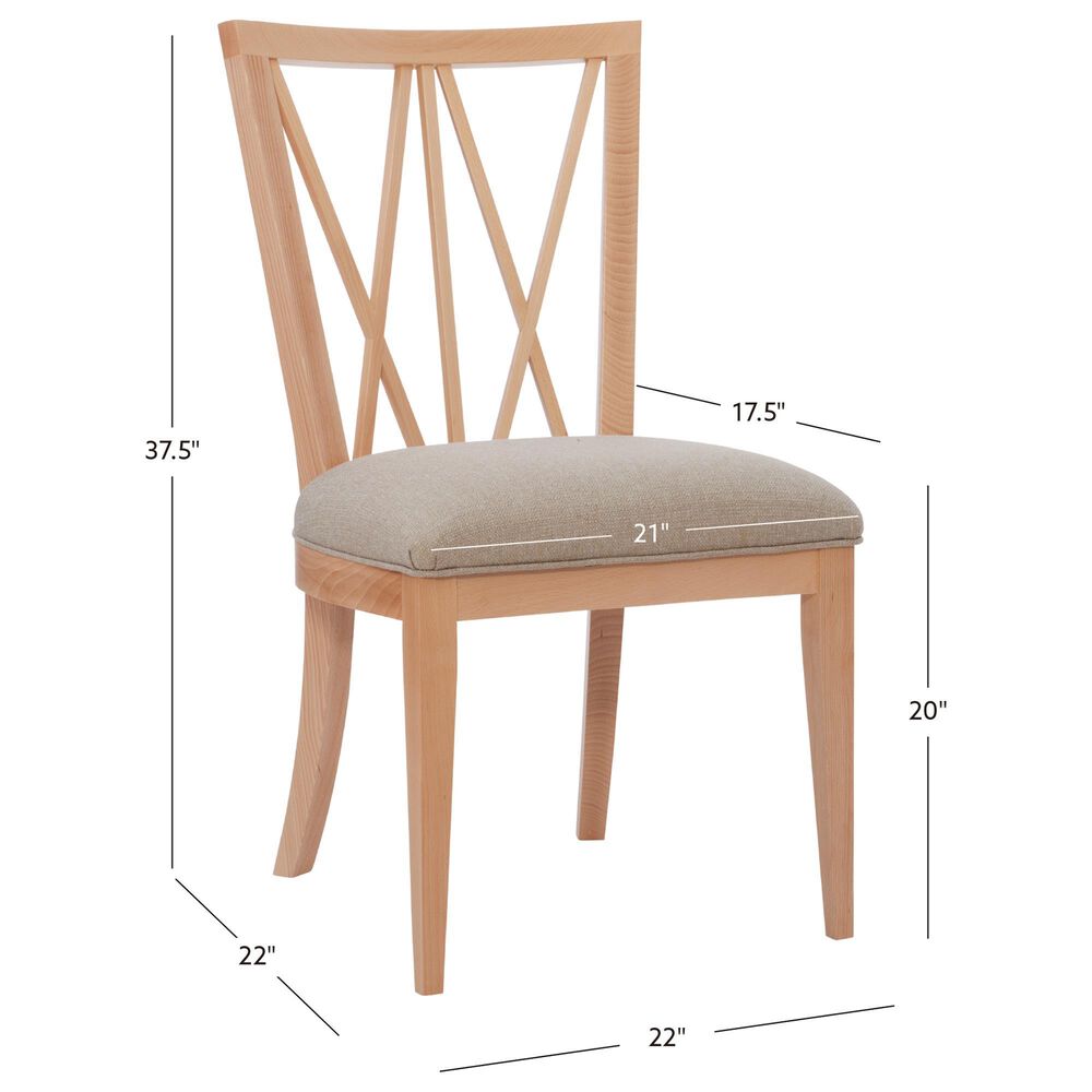 Linon Home Decor Bailey Side Chair with Beige Fabric Cushion Seat in Natural, , large