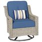 HOMLUX 3-Piece Outdoor Swivel Rocking Chair Set and Side Table in Denim Blue, , large