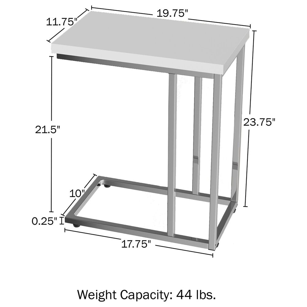 Timberlake Side Table in Glossy White and Chrome &#40;Set of 2&#41;, , large