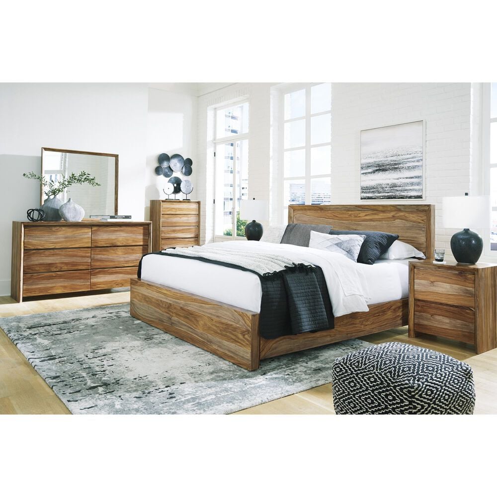 Ashley Dressonni King Panel Bed in Brown, , large