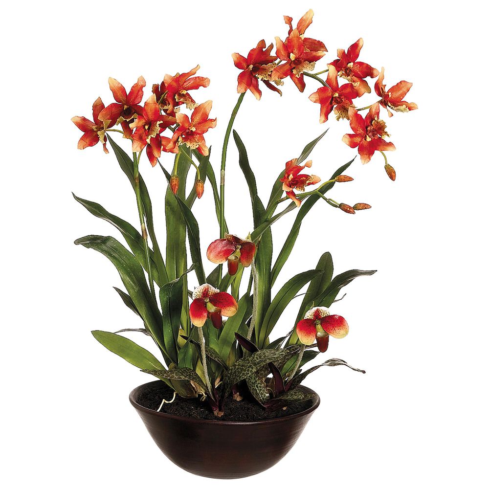 Allstate Floral 28" Oncid/Lady"s Slipper Plant in Rust Green, , large