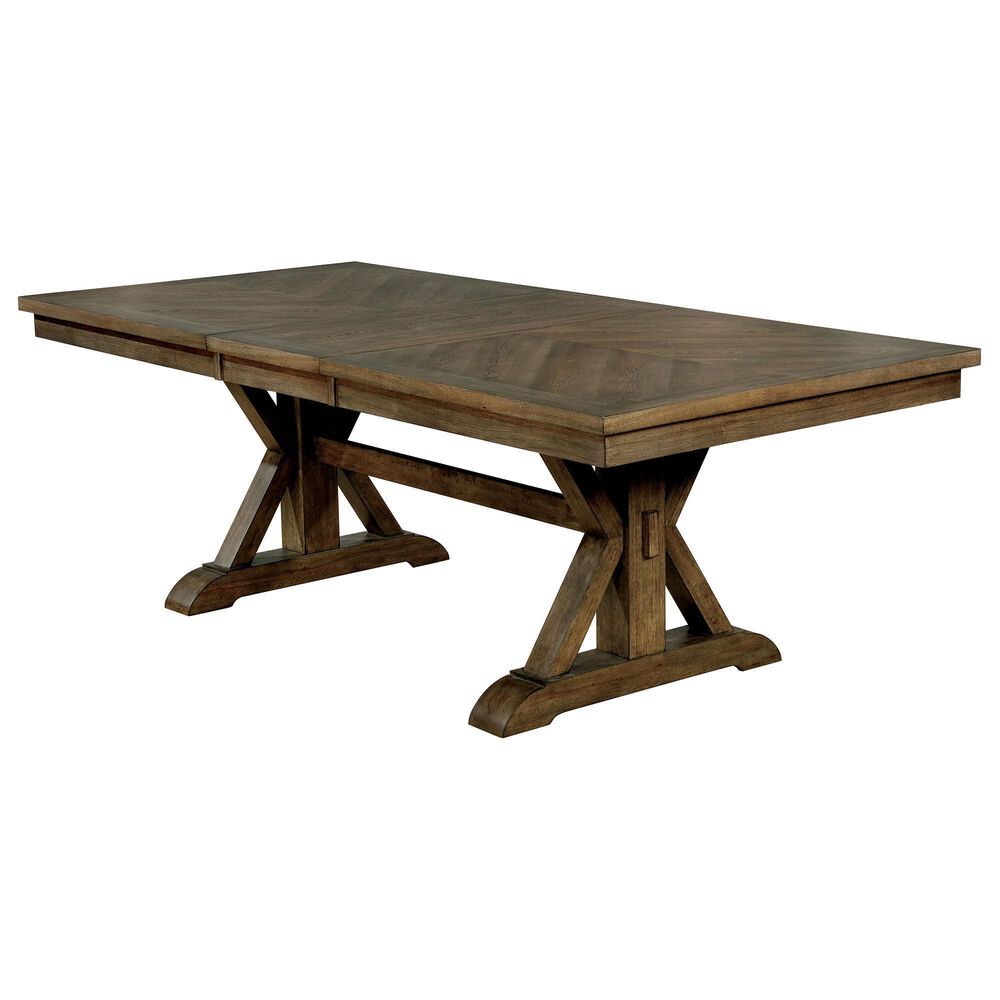 Furniture of America Chaney Dining Table in Light Oak, , large