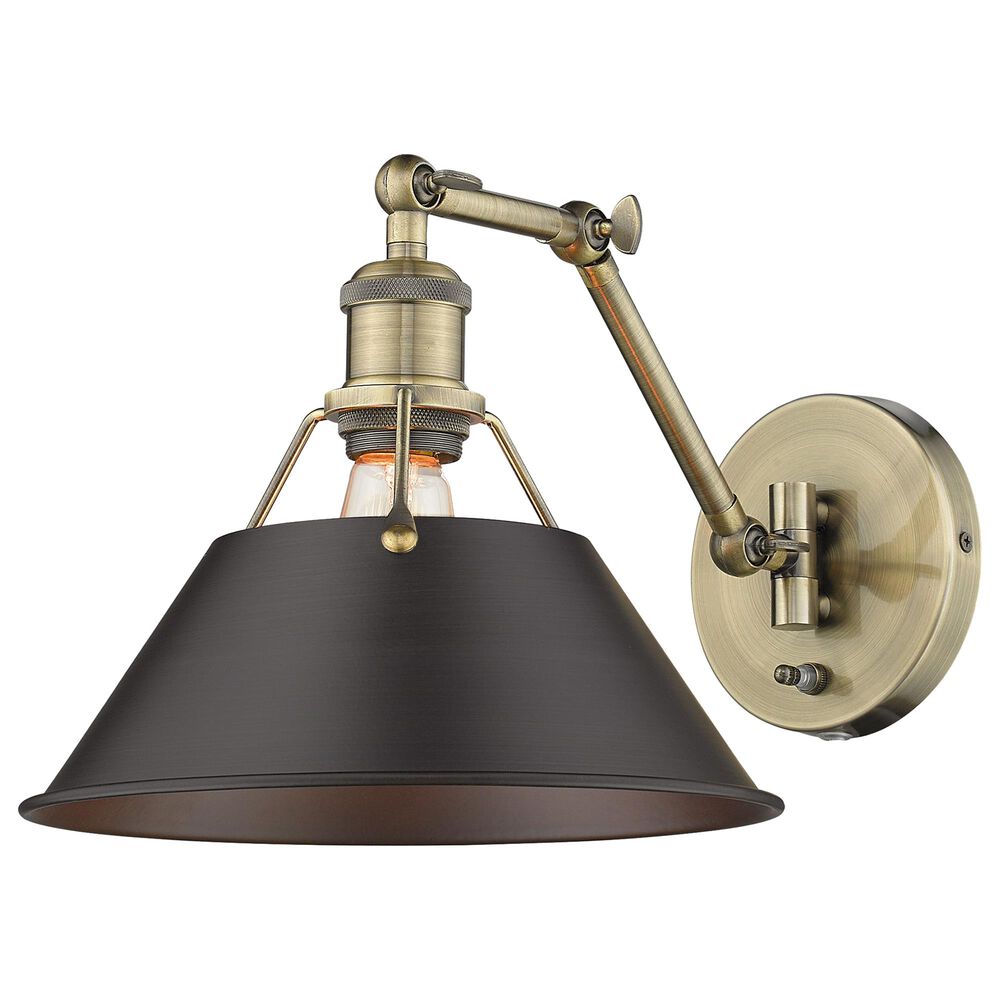 Golden Lighting Orwell 1-Light Wall Sconce in Aged Brass and Rubbed Bronze, , large