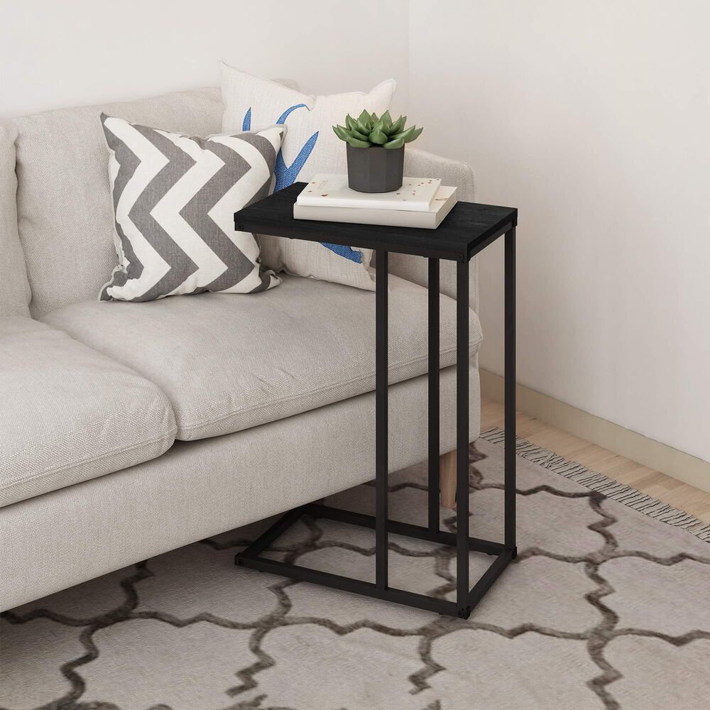HOMLUX C Shaped Side Table in Americano and Black, , large