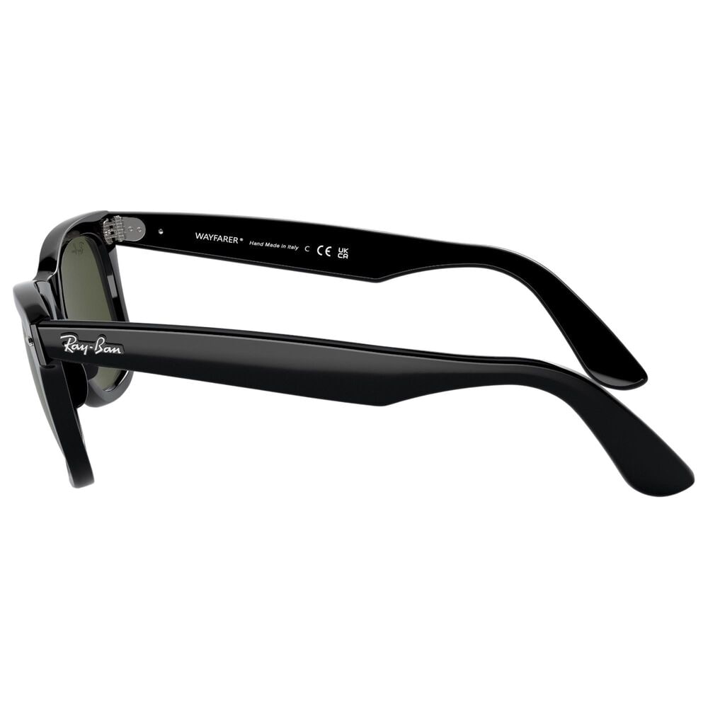 Rayban Glasses Original Wayfarer Classic Sunglasses with G-15 Green Lenses in Polished Black, , large