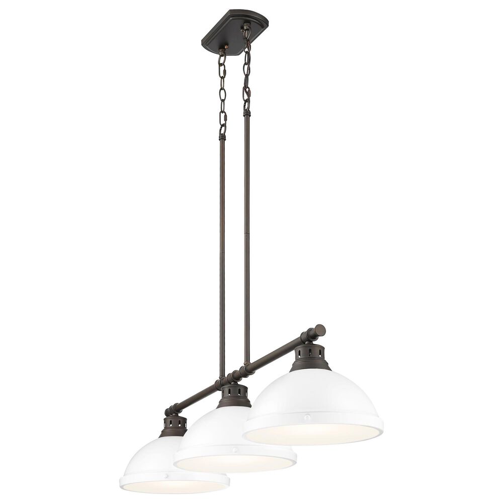Golden Lighting Duncan 3-Light Pendant with Matte White Shade in Rubbed Bronze, , large